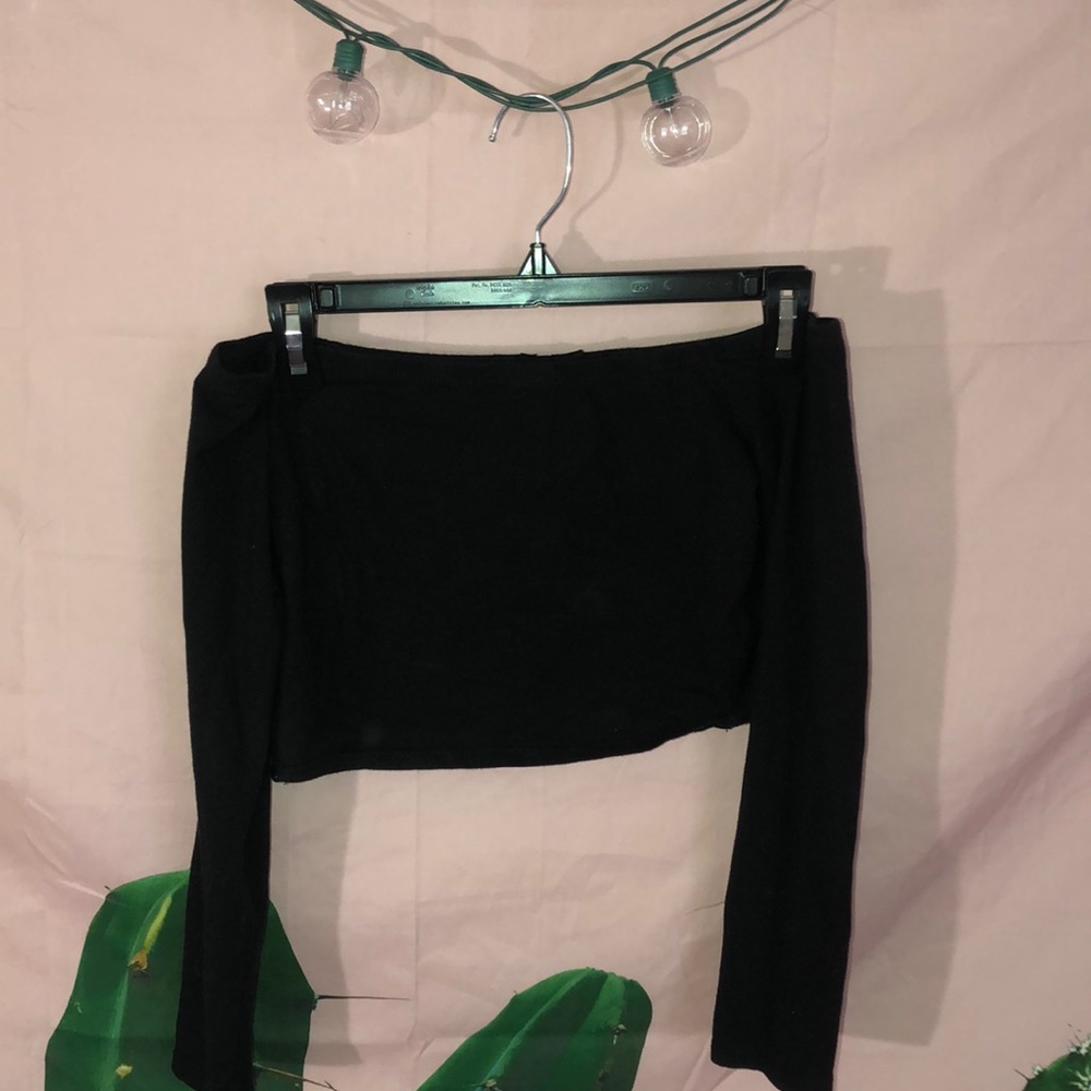 Black off the shoulder crop top